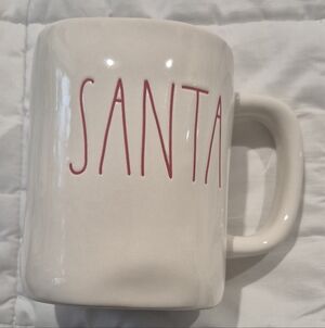 Rae Dunn Cream Mug with Red 'SANTA' Lettering